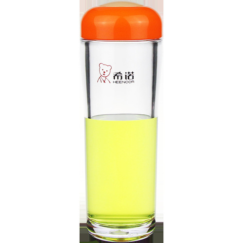 Xino plastic cup with lid, creative portable water cup, cute student anti-fall space cup, outdoor sports transparent cup