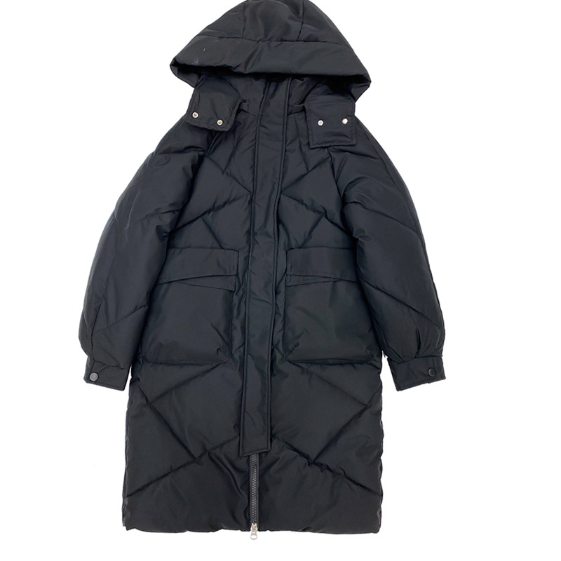 2023 nuevo europeo coreano plumón abrigo de algodón mujer largo largo delgado largo pan de rodilla abrigo de algodón image 4