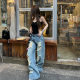 Vintage distressed ripped wide-leg jeans women's 2025 spring new loose-fit fashion versatile niche floor-mopping trousers