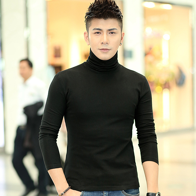 Hot-Selling Autumn and Winter Long-Sleeve T-Shirt, High-Neck Base Shirt, Slim-Fit Base Layer for Men, Student Couple, Solid Color Underwear, Versatile