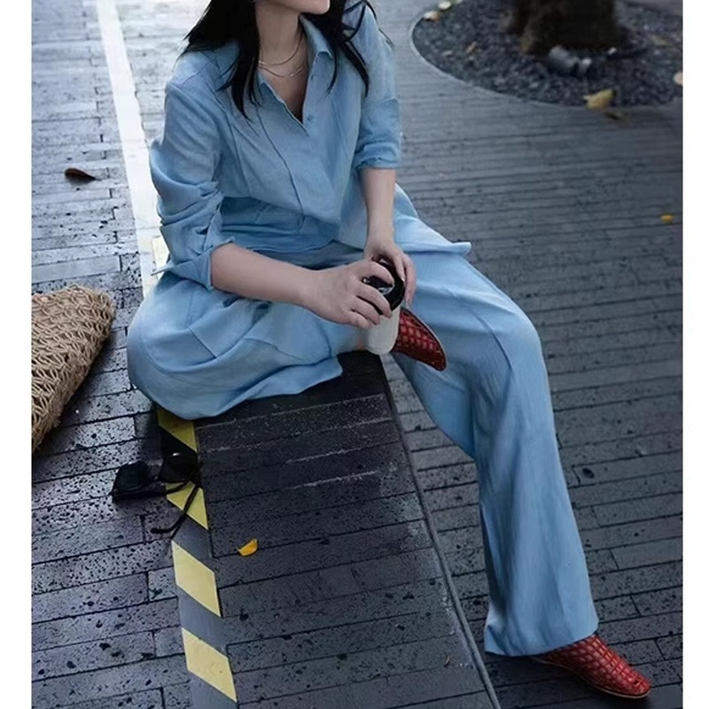 法式宽松显瘦超好看衬衫2025年早春新别致高级感减龄阔腿裤套装女|undefined