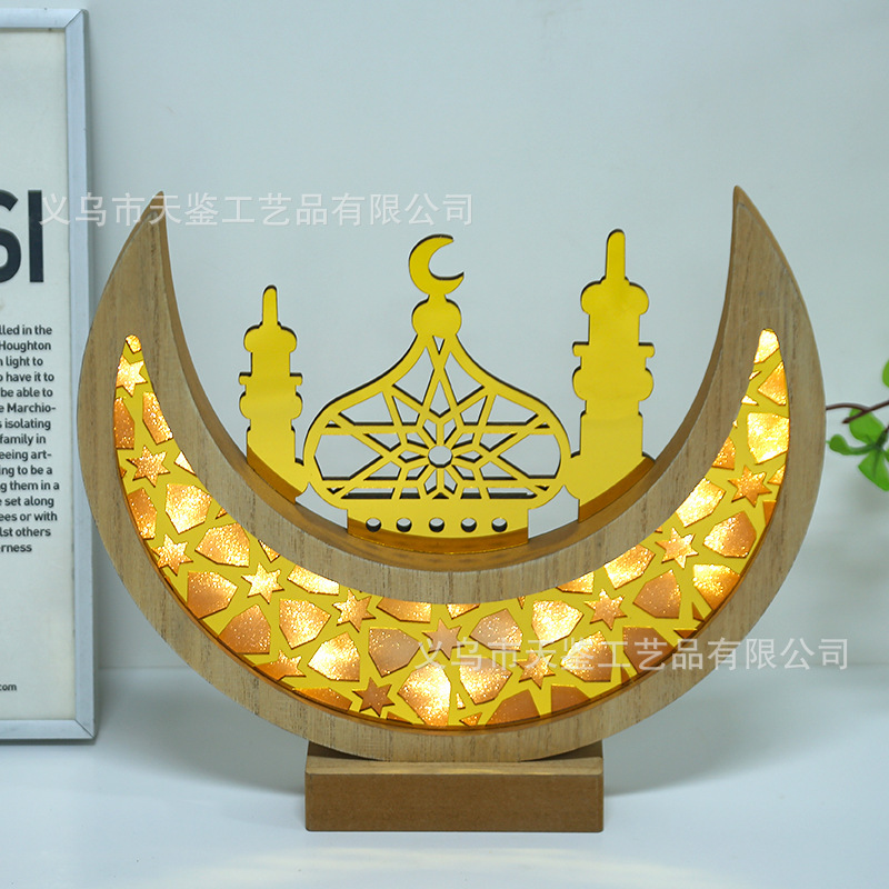 厂家直销新款节日LED灯摆件 月亮挂饰木挂饰家居装饰品挂件工艺品|undefined