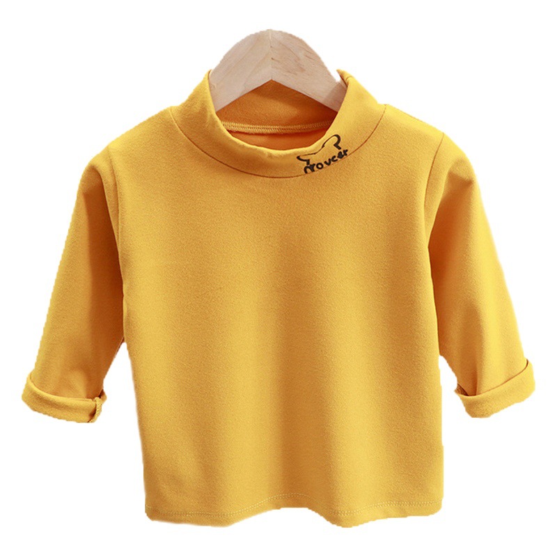 De terciopelo que basa la camisa de los niños de color sólido de las niñas cuello alto muñeca cuello que basa la camisa del bebé desgaste interior niñas otoño rayas