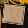 【H168】Single diamond necklace gold