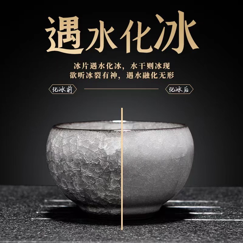 Taza de maestro de hielo único esmalte de hielo negro de grado maestro de hielo hidratado taza de meditación taza de huevo de dragón de cerámica resistente al quemado