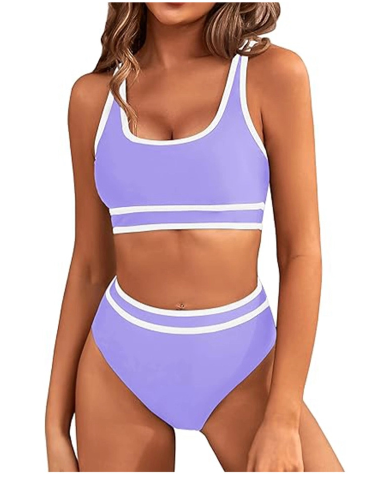 Comercio exterior europeo y americano bikini dividido transfronterizo traje de baño mujer ajustado color sólido sexy Amazon spot traje de baño mujer