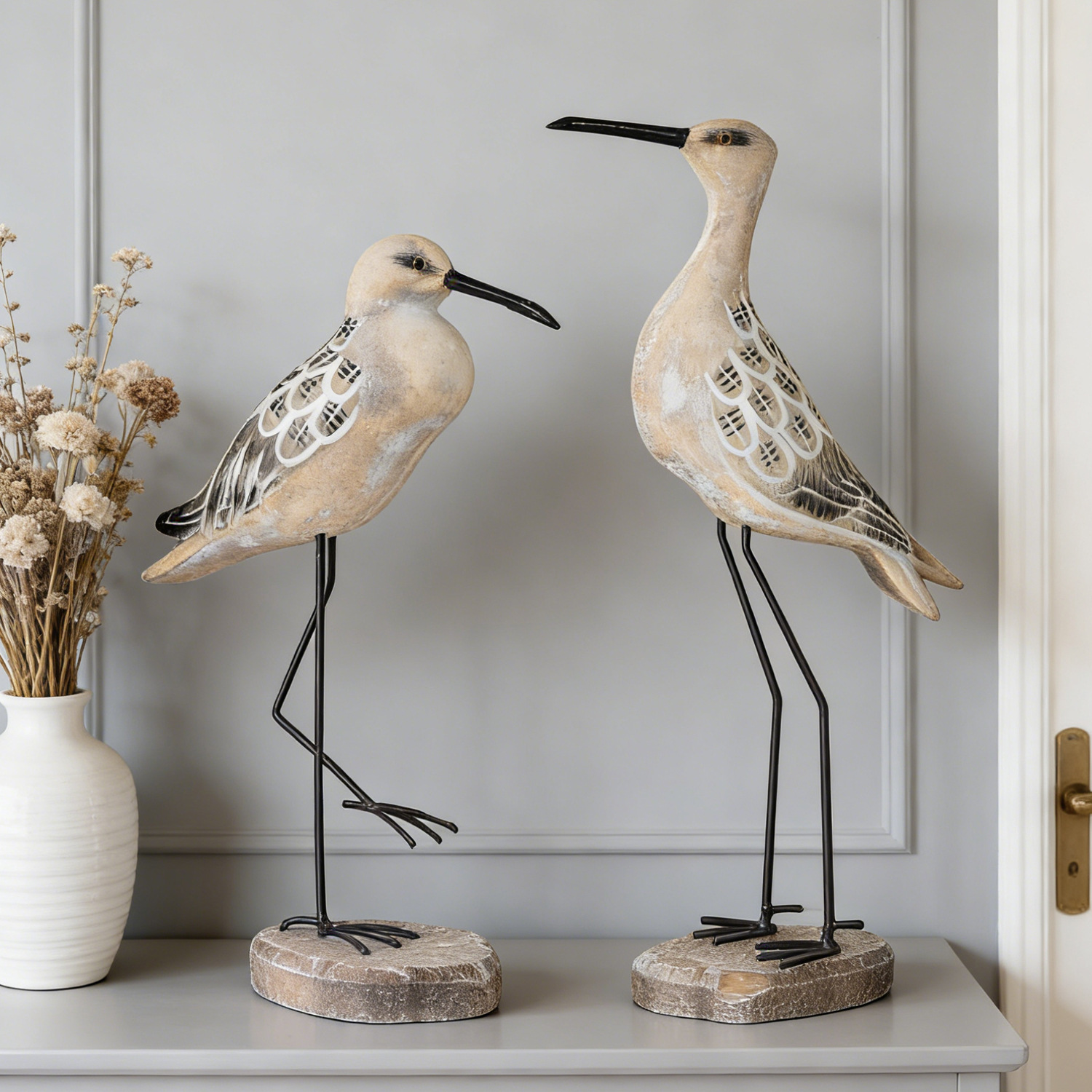 跨境复古长腿海鸟桌面装饰摆件木质工艺品海鸥家居客厅餐厅摆设