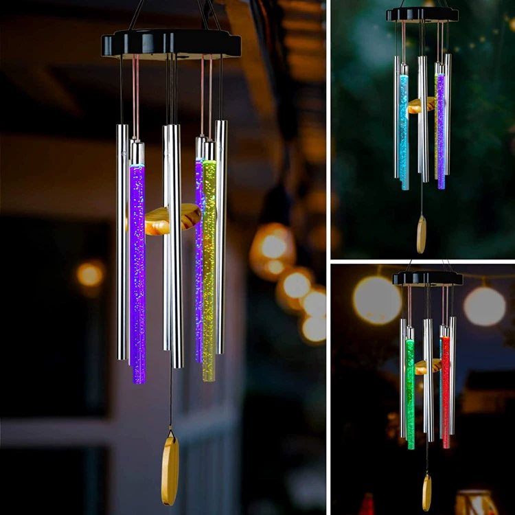 Солнечный ветер Колокол Свет Новый открытый двор Пузырьковая колонна Алюминиевая трубка Ветровой колокол Солнечный свет Красочный цвет Изменение ландшафтного света