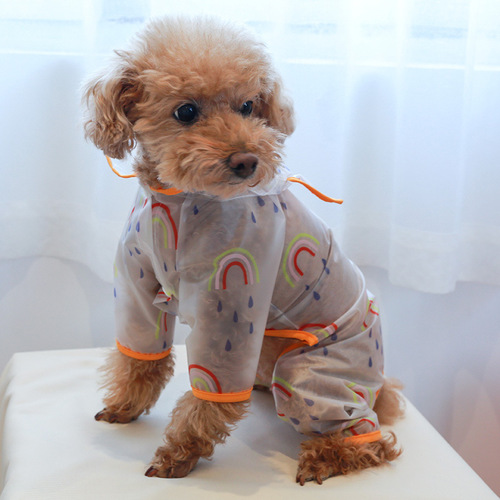PETCIRCLE pet circle dog raincoat transparent waterproof rainbow poncho Teddy Bichon Schnauzer Amazon