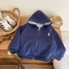Blue jacket with hood with zipper