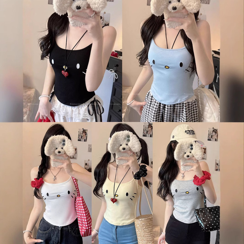 10117 # Summer Cute Slimming Bottoming Top Kt Cat Soft Girl Camisole Sexy Short Style for Women 10117 # Summer Cute Slimming Bottoming Top Kt Cat Soft Girl Camisole Sexy Short Style for Women