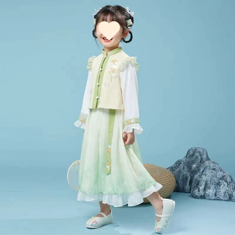 Новое детское платье принцессы-феи в стиле династии Хань 2025 года, весенне-осенний костюм для девочек, мини-платье