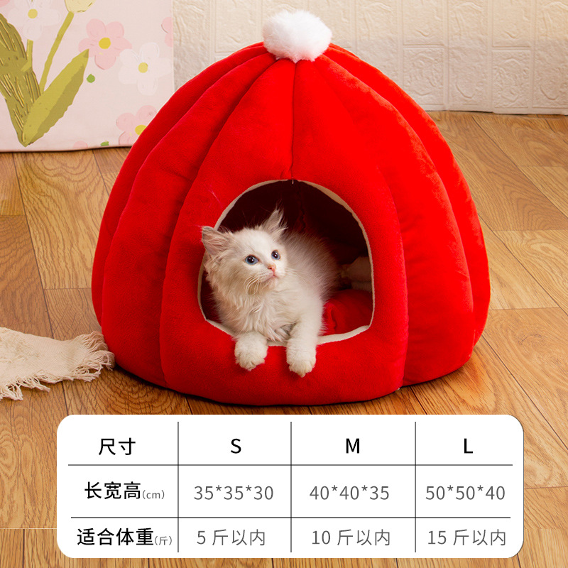 Nido de gato transfronterizo al por mayor de invierno cálido cerrado nido de gato extraíble y lavable Nido de gato de calabaza de alta elástico PP algodón gato suministros