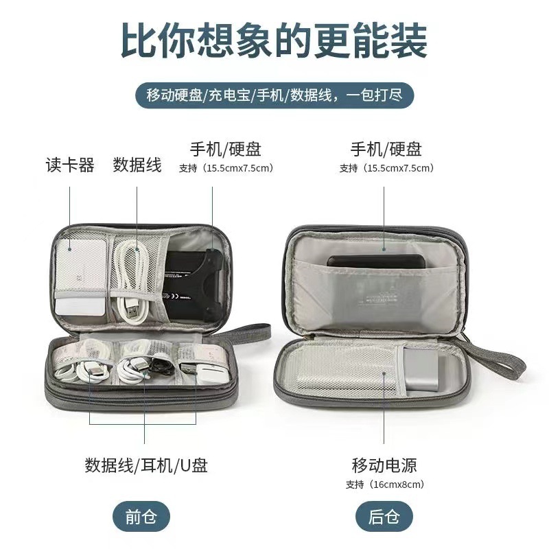 Bolsa de almacenamiento de viaje especial transfronteriza, línea de datos de teléfono móvil multifuncional de gran capacidad, bolsa de almacenamiento de energía al aire libre al por mayor