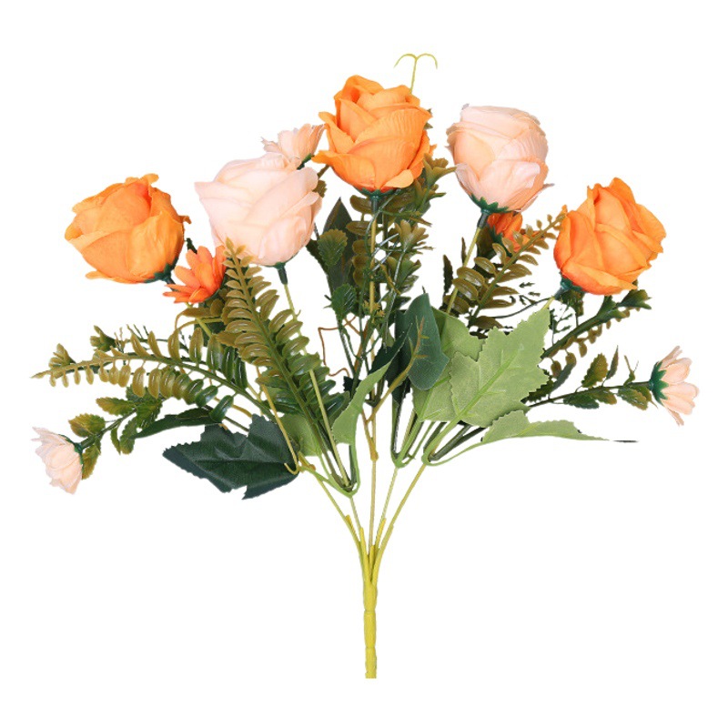 Rizador de estilo europeo ramo de rosas artificiales mango de flores de 5 tacones flor artificial Flor de seda hogar sala de estar flor decorativa restaurante Decoración