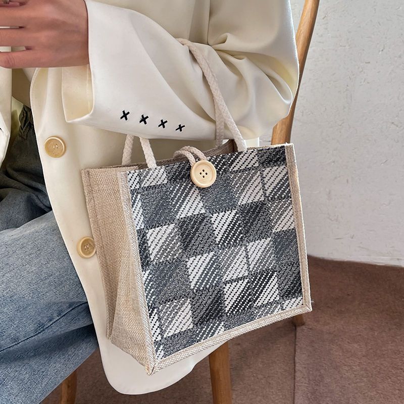 INS 인터넷 연예인 리넨 핸드백 2022 새로운 손을 들고 점심 가방 여성 INS 학생 올 매치 스토리지 선물 DI XUAN