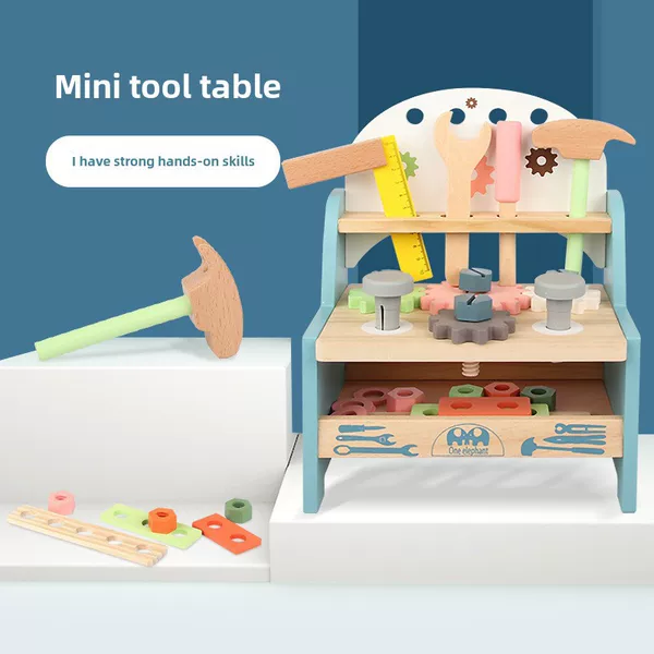 Amazon children's simulation repair tool table toy boy puzzle screw nut disassembly wooden tool box
