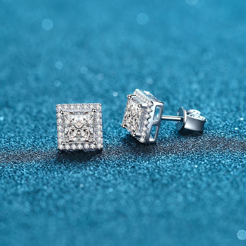 D Colour Moissanite Hoop Earrings In Sterling Silver Four Prong_voghion.com