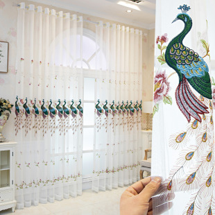 Simple modern Peacock embroidered gauze curtain living room bedroom balcony restaurant cross-border America Europe a generation of curtains