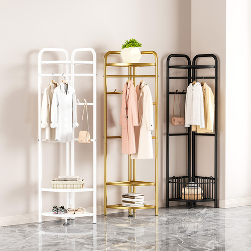 Corner coat rack bedroom floor-standing light luxury wheeled movable creative clothes hanger wall hanging clothes rack Nordic clothes rack