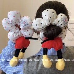 かわいいミッキーバットフラワーお尻ヘアゴム女性用ハイエンド綿入りボールヘッドバンドぬいぐるみヘアゴムポニーテールヘアロープ