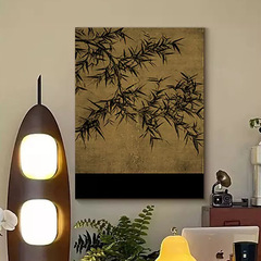 Ancient Chinese-style living room background wall decoration painting, Chinese-style study tea room ink wash Zen-themed hanging painting, entrance hall mural