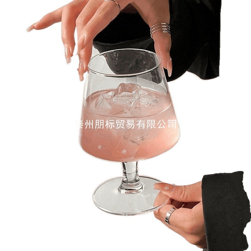 ins网红餐厅玻璃酒杯苏打水气泡杯矮脚白兰地杯冰咖啡杯饮料杯子|undefined