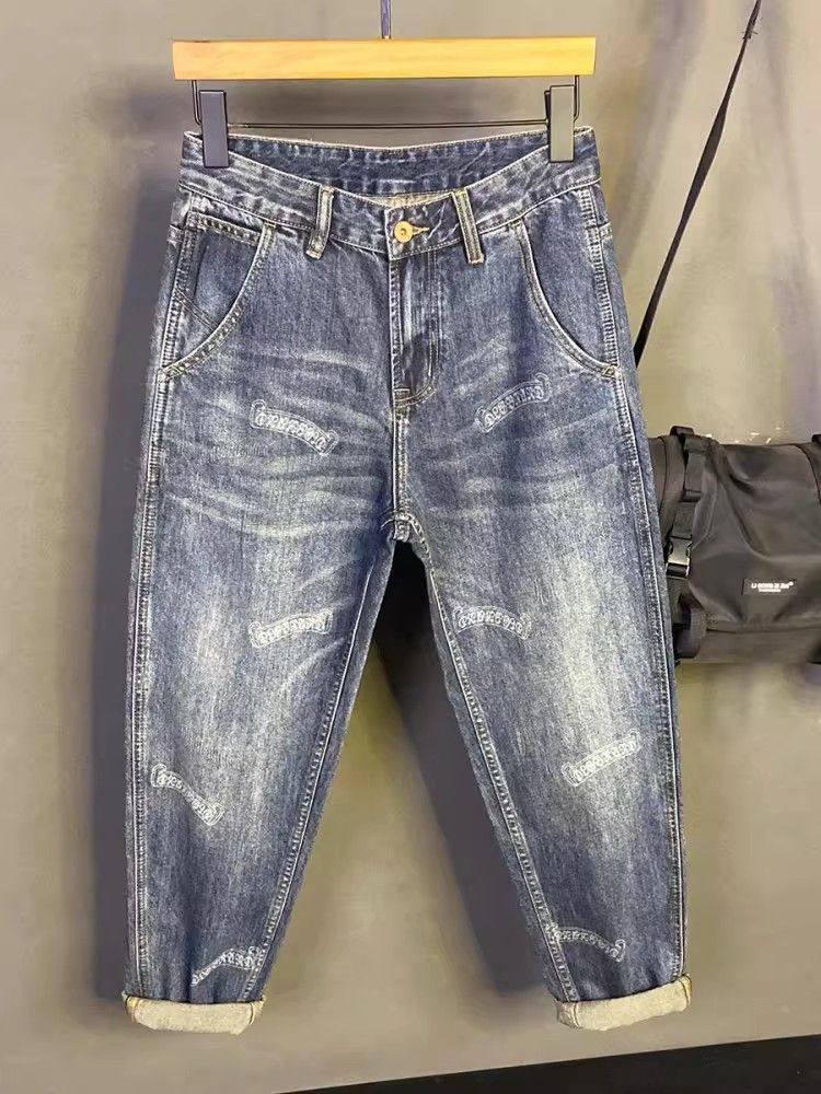 Loose Fit Men's Pants, 2026 Spring New Trendy And Cool Printed Jeans, American Retro Washed Men's Pants_mkmklike.com