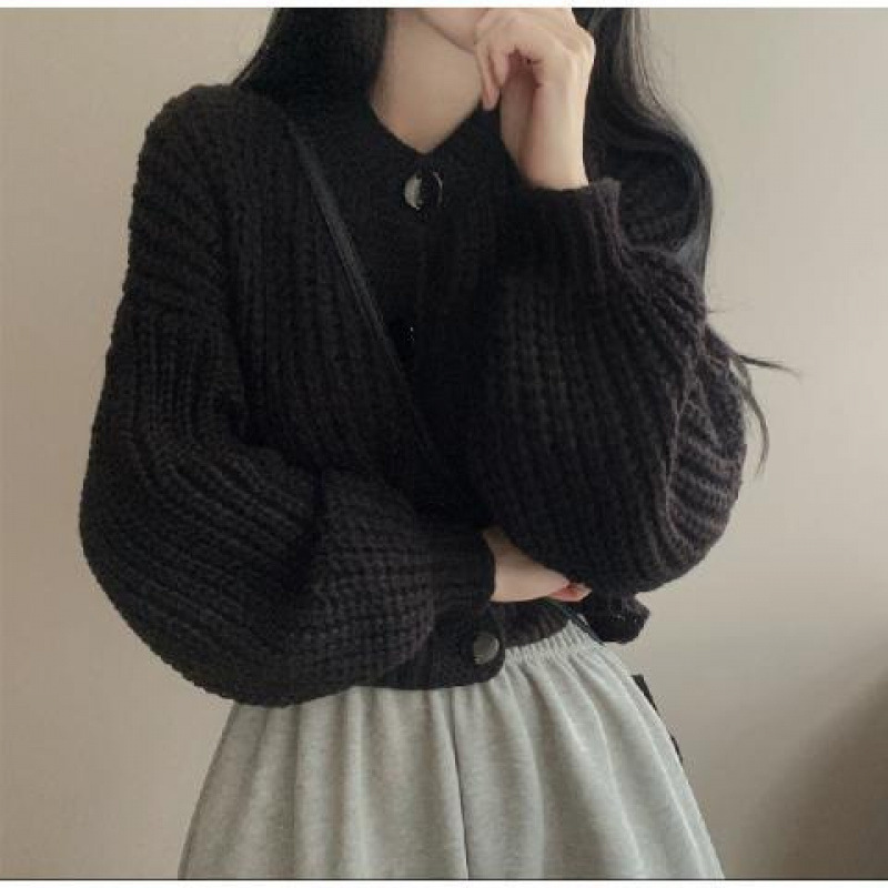 Color sólido simple abrigo de punto de viento abrigo suéter cardigan comercio exterior transfronterizo botón suelto camisa de punto de mujer