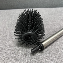 70mm马桶刷刷头不锈钢刷杆 TPR软胶刷头密集刷毛刷头软毛刷头厂家