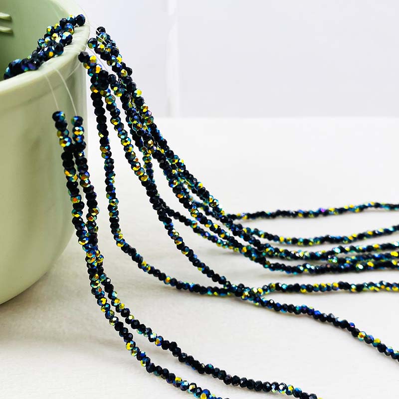 Cuentas planas de 1MM para ruedas de cuentas, cuentas de porcelana AB de alta temperatura, coloridas, transparentes, iridiscentes, facetadas, para pendientes, pulseras, espaciadores y micro cuentas.