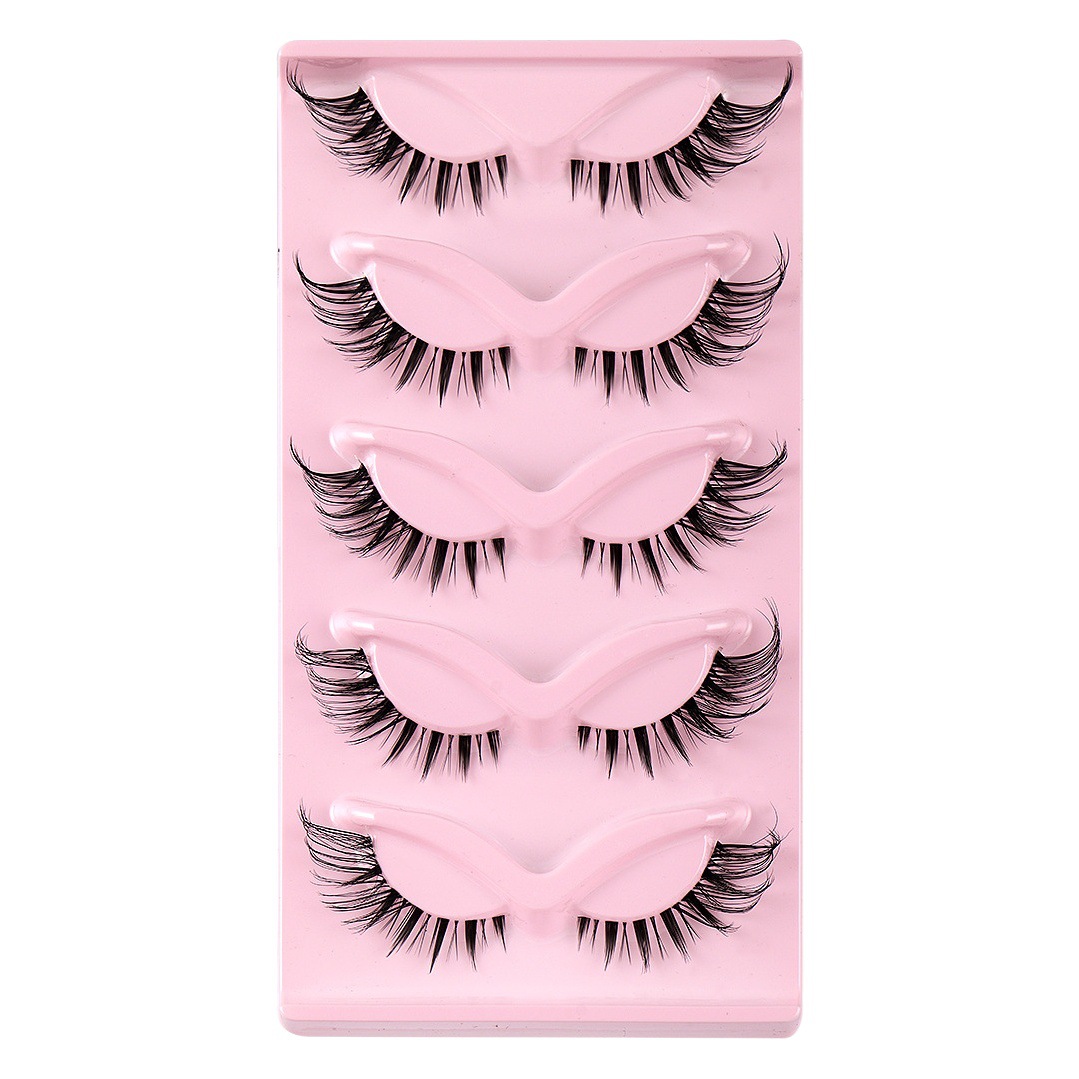 Transfronterizo caliente 5 pares de oblicuo zorro volador pestañas falsas pestañas naturales gruesas pestañas rizadas simulación gato pestañas al por mayor