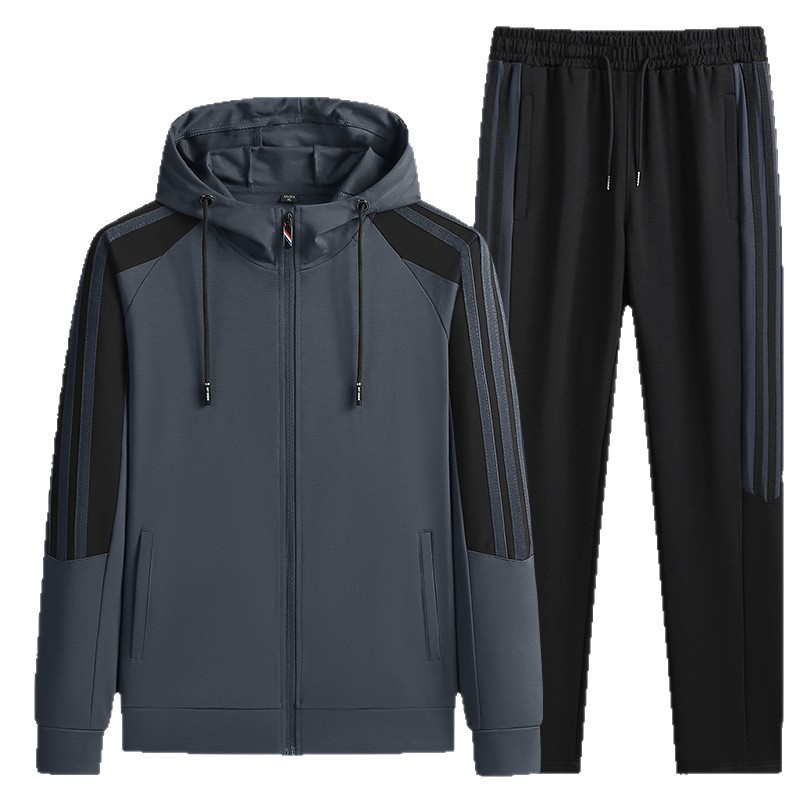 Primavera y otoño con capuzas juego casual hombre suelto camiseta hombre otoño nuevo juego de fitness de mediana edad dos piezas image 6