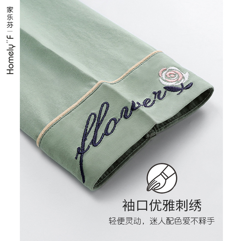 Pijamas de mujer primavera y verano 100% algodón manga larga homewear primavera y otoño traje fino de gran tamaño