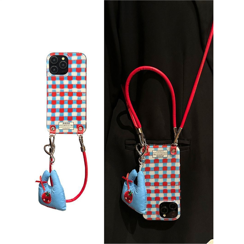 Ins Style Contrasting Plaid Suitable for Iphone17Promax Diagonal Mobile Phone Case New 16/15/14/13 Niche