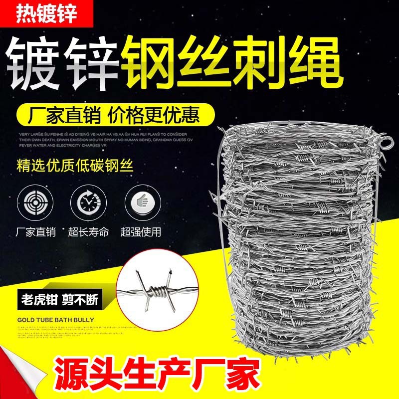 钢丝刺绳铁丝网围栏刺铁丝铁蒺藜隔离护栏网围墙防爬刺防盗刺
