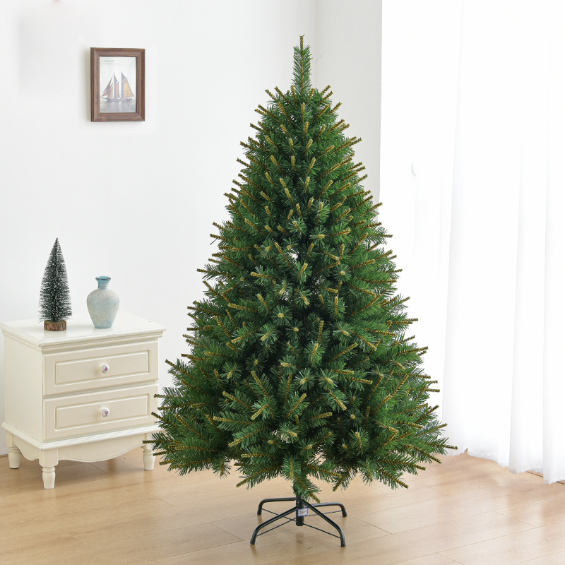Hong Kong Heng verde PVC / PE mezcla árbol de Navidad cifrado amarillo núcleo de fruta roja pinos árbol de simulación decoración de Navidad
