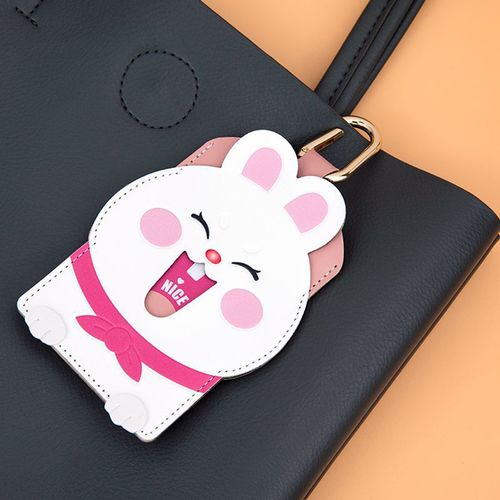 Nice animal card holder creative cartoon Shiba Inu cat dual card slot leather ID card holder pendant bank card driver's license