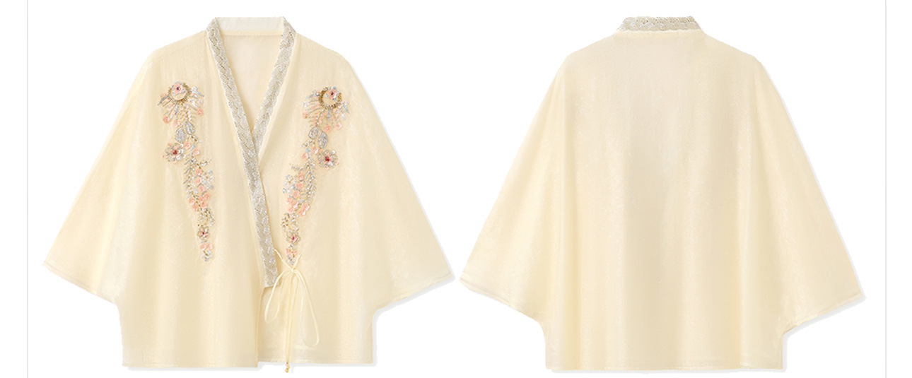 Áo cardigan nữ dáng rộng Tencel thêu hạt phong cách Trung Hoa — hồng, mơ chi tiết 39