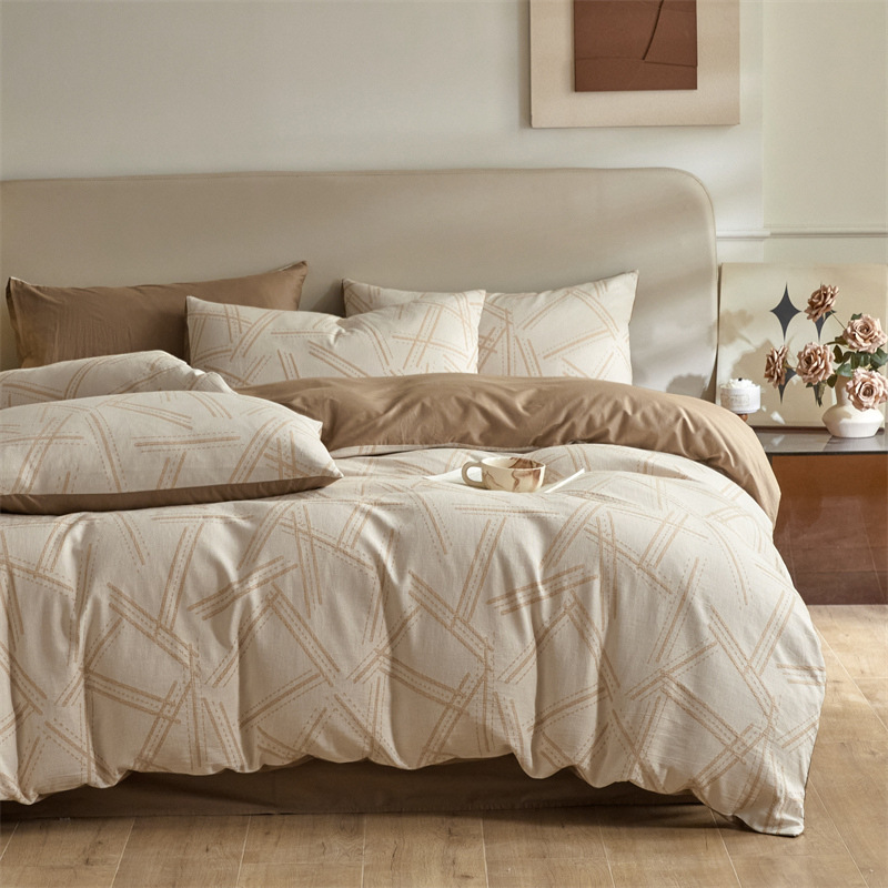 Nuevo tipo A piel de algodón doble cara teñido Jacquard flor simple cuatro piezas de sábanas fabricantes al por mayor