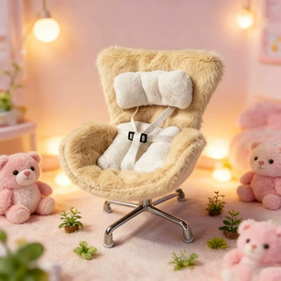 Seat, Car Air Vent – Car ornaments - milk-tea-color-headrest-style-plush-seat-with-chair-legs