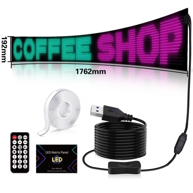 Pantalla de visualización flexible para automóviles APP Pantalla de publicidad Bluetooth para automóviles Smart Car Stick IP65 Waterproof Car Stick Screen interactivo suave
