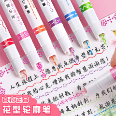 Starling Creative Curved Pen Cute Quick-Dry Fluorescent Pens for Students Marking Journal Notation Pens with Floral Patterns and Outline Pens for Wholesale