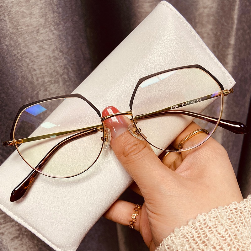 多边形眼镜框女圆脸显瘦防电脑辐射眼镜男可配近视散光树脂镜片