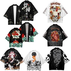 2023 Japanese Ukiyo-e Inspired Cosplay Creative Open Jacket and Kimono Style Cloak, Bai Gui Ye (Hundred Demons Night) Theme, Devil Chinese Style Bath Robe and Taoist Robe