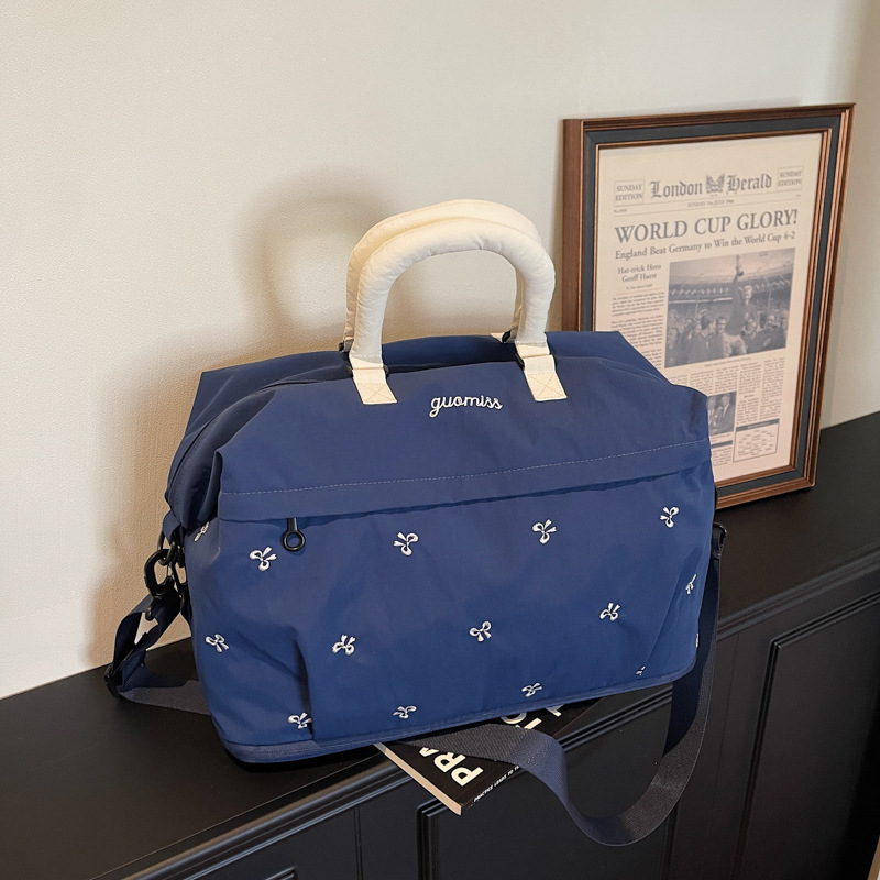 Bow Embroidered Convertible Travel Carryall Tote Bag 10