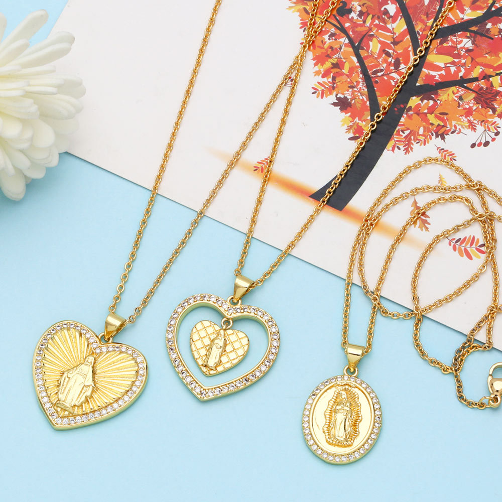 New Fashion Heart Shaped Pendant Virgin Necklace Sweater Chain Female