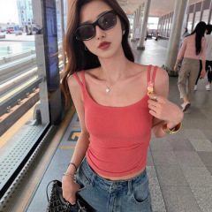 胸パッド付き小花美背中キャミソールレディース夏胸パッド付きドーパミン海辺休暇アウタートップ