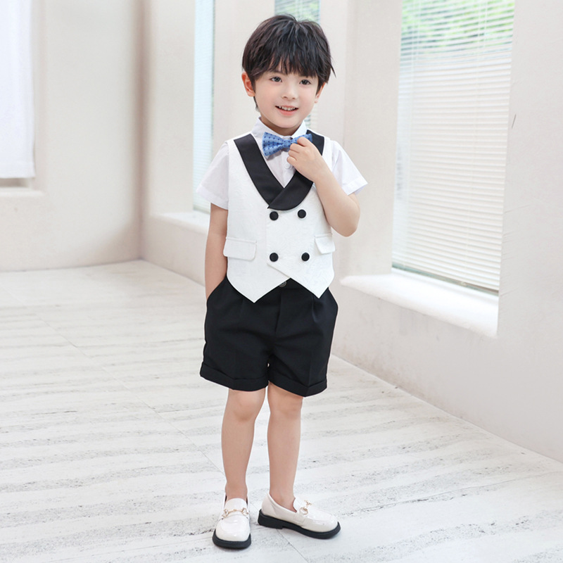 儿童礼服夏季新款英伦绅士马甲套装男孩班级毕业摄影服活动演出服