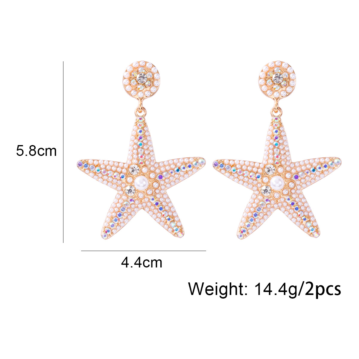 1 Pair Casual Sweet Starfish Inlay Alloy Rhinestones Pearl Drop Earrings display picture 1